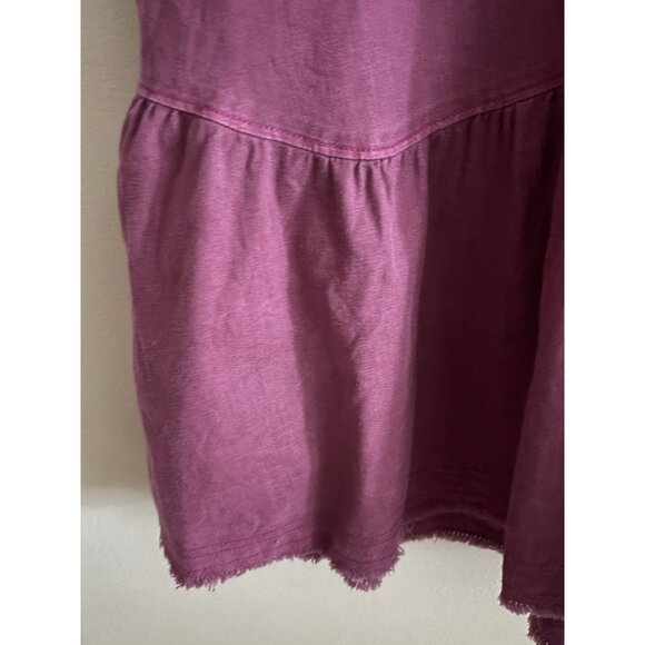 Anthropologie Pilcro Dress Sz S Plum Ruffle V-Neck Flounced Raspberry Tunic - Picture 7 of 14